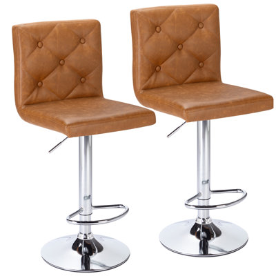 Aro 2/4 Pack Adjustable Swivel PU Leather Square Bar Stools Counter Height Swivel Stool Armless Chairs by Wade Logan