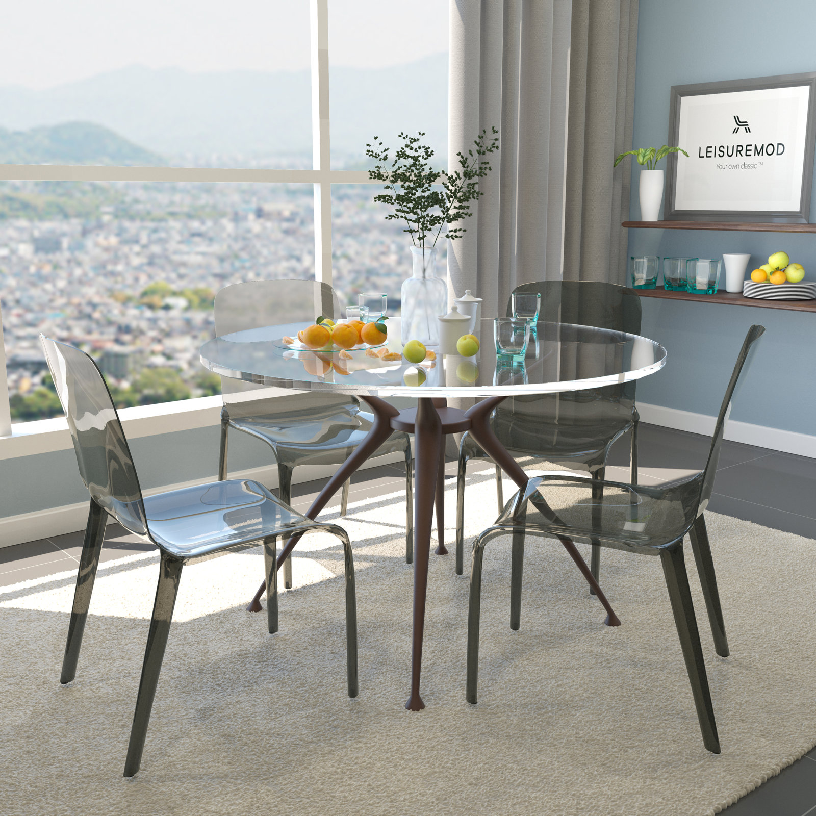 Lade Dining Chair, Transparent Black, Set of 4