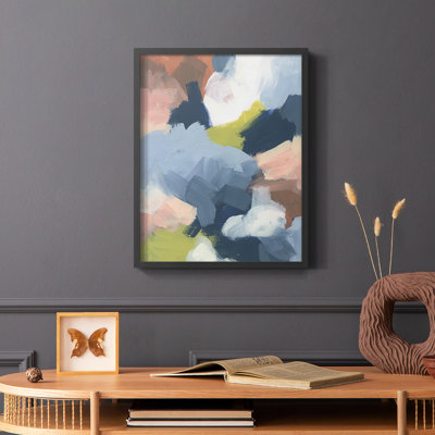 «Soft Indigo Atmosphere I», reproduction encadrée - bois massif