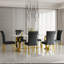 Ensemble de table de salle à manger 7 pièces Glam Gold avec 6 chaises en cuir noir et or-819436101-819436154-819436158