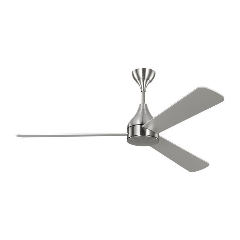 Smart LED Ceiling Fan, 60 inches, Brushed Steel with Silver/Walnut Reversible Blades