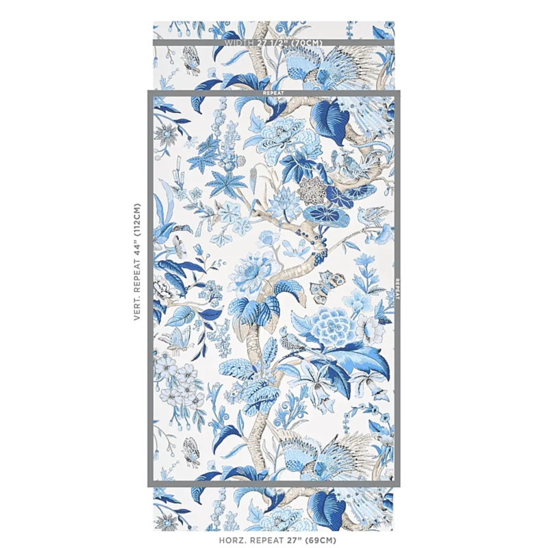 Cranley Garden Wallpaper, Blue