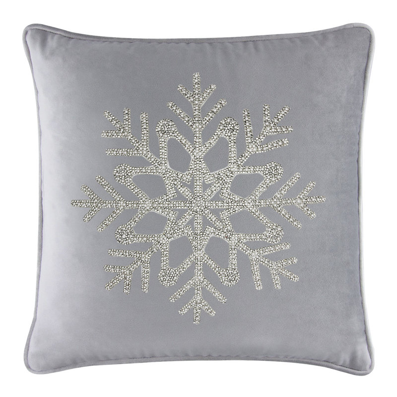 Coussin Sparkles Home Insert luxueux en plumes | Décor et décorations d'hiver, 16 po x 16 po, Argent argent
