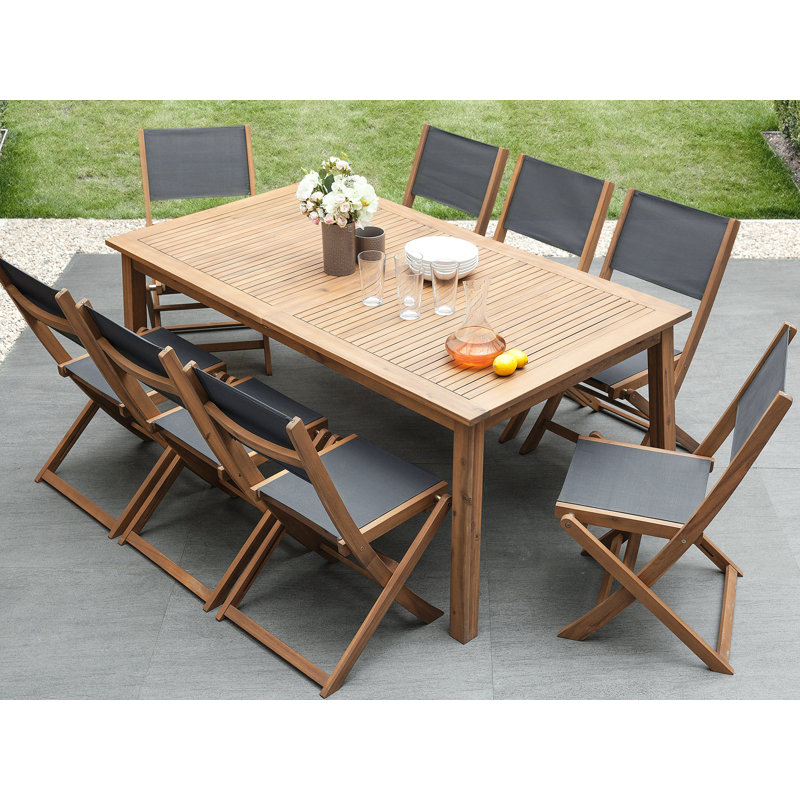 Lilith Rectangular Acacia Extendable Outdoor Dining Table With Umbrella Hole , 180cm cm W 100cm cm D