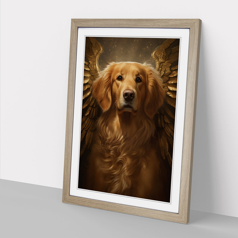 XYZ-FRM-V1223-3453 Golden Retriever Conceptual - Single Picture Frame Print on Wood