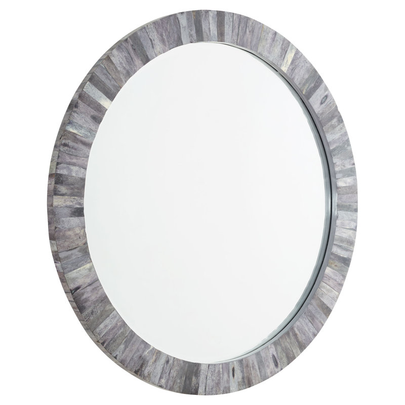 Nautilus Round Bone Mirror, Gray