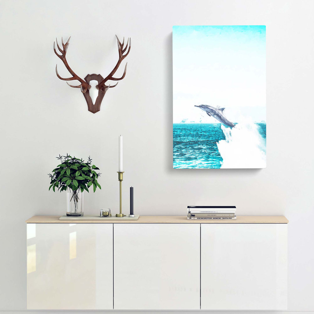 Jumping Dolphin - Wrapped Canvas
