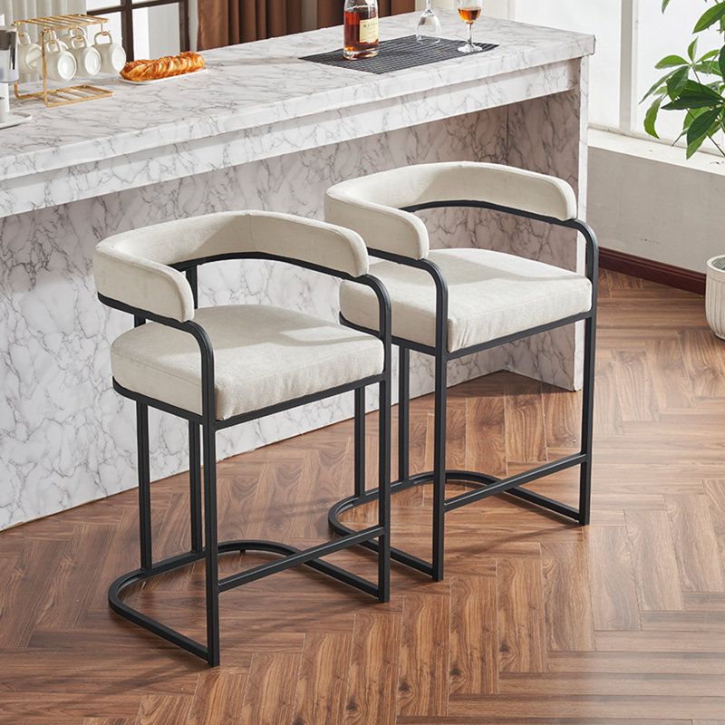 Tabourets de bar rembourrés, Blanc