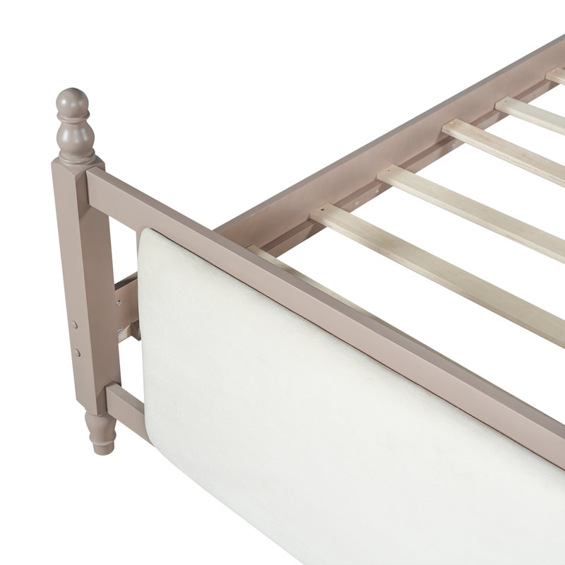 Lit plateforme en tissu d'ameublement en velours Callista, Grand lit, Taupe