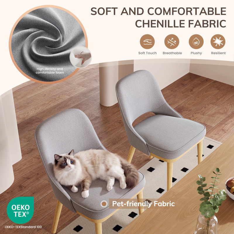 49cm H Fabric Upholstered Side Chair, Grey