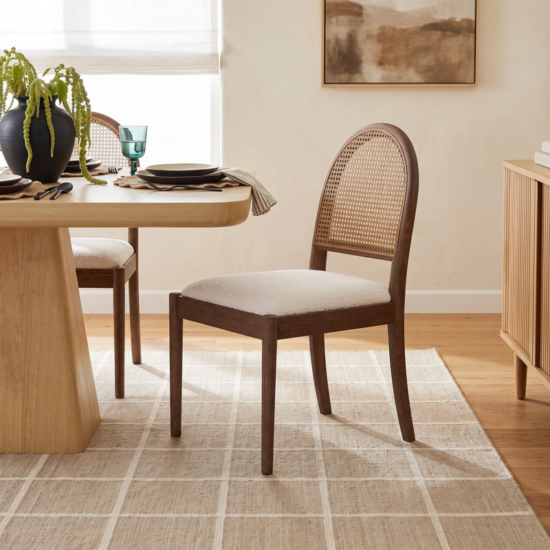 Cossette Upholstered Dining Chair, Ivory Boucle, Brown