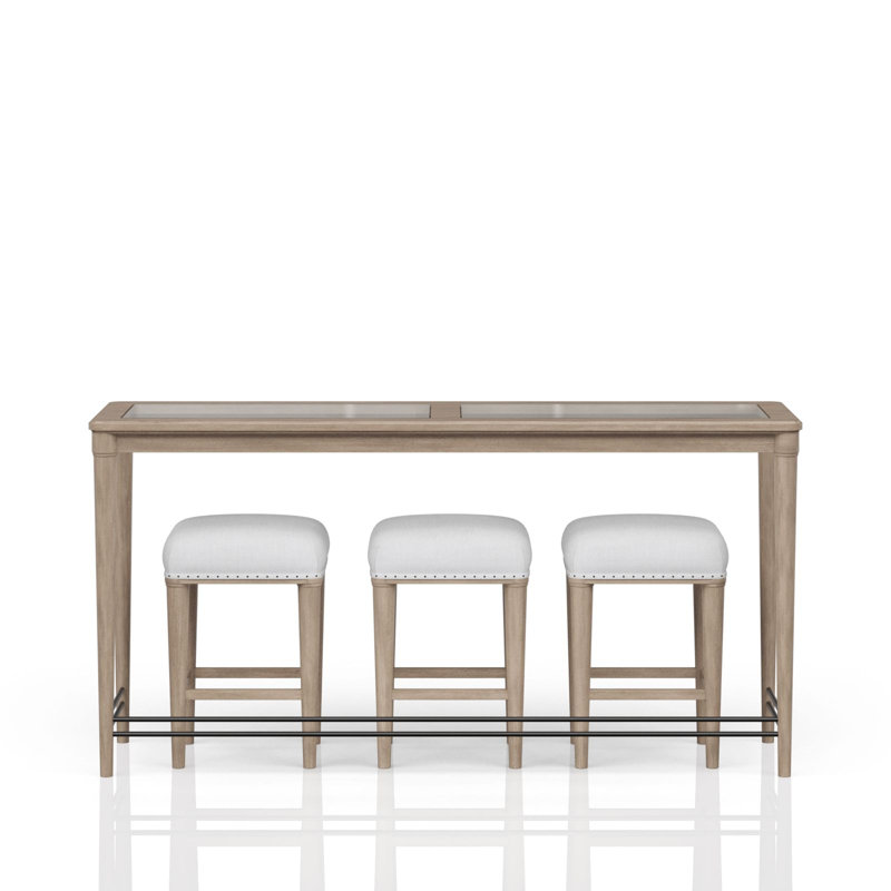 Console en verre givré avec 3 tabourets