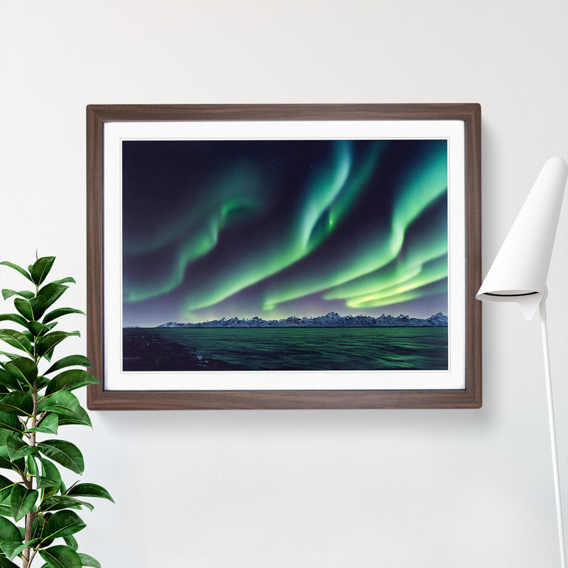 Uplifting Aurora Borealis - Framed Print, 46cm H x 64cm W x 2cm D, Walnut