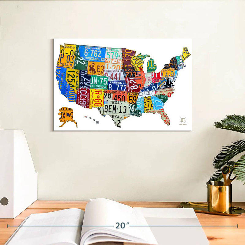 Carte de plaque minéralogique USA II, H 8 po x l 12 po