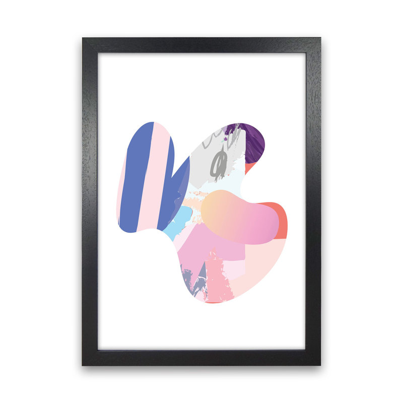 Pink Butterfly Abstract Shape by Pixy Paper - Print, 84cm H x 59.4cm W x 3cm D, Black Framed