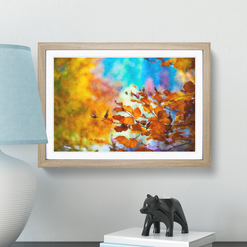 Autumn Leaves - Picture Frame Painting Print, 24cm H x 33cm W x 2cm D, Oak Framed