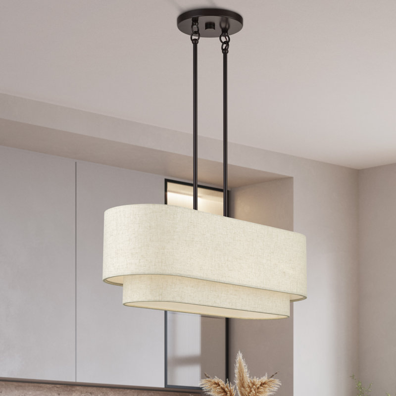 Lustre linéaire moyen en bronze 3 lumières Aselin, Bronze, H 19,5 po x l 10 po x P 30 po, Trois lumières