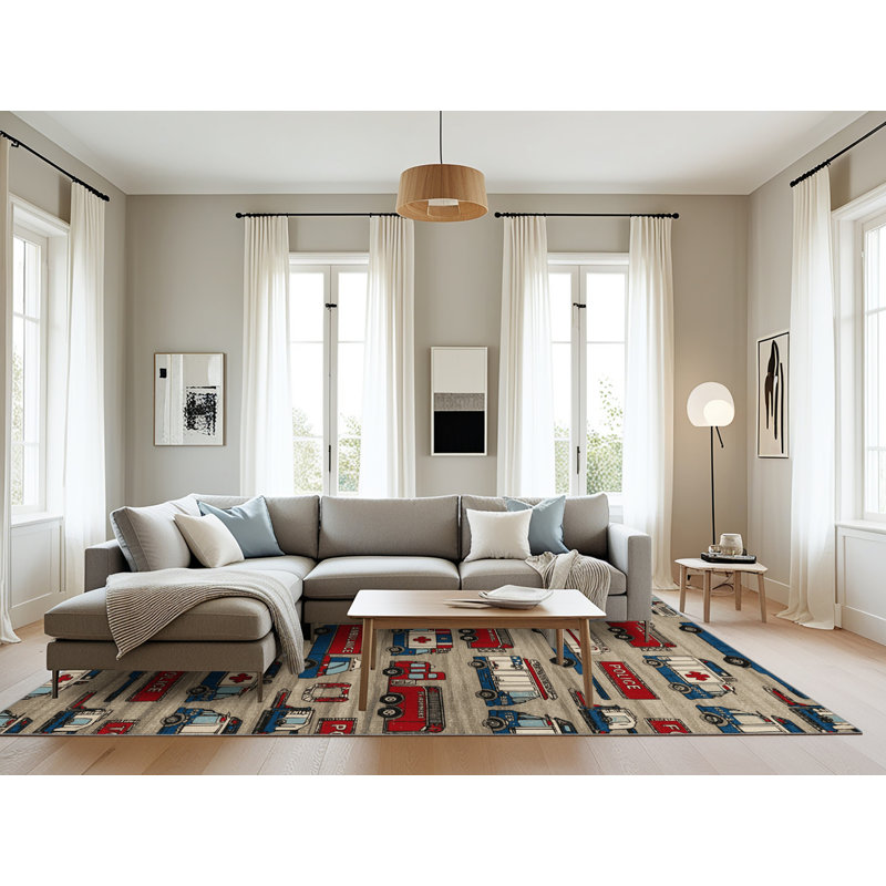 Tapis de transport gris lavable à la machine, Rectangle 6 pi x 9 pi