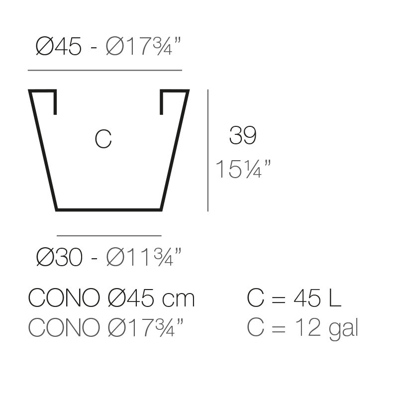 Cono High Resin Cone Pot Planter, 11.75" H x 13.75" W x 13.75" D, Taupe
