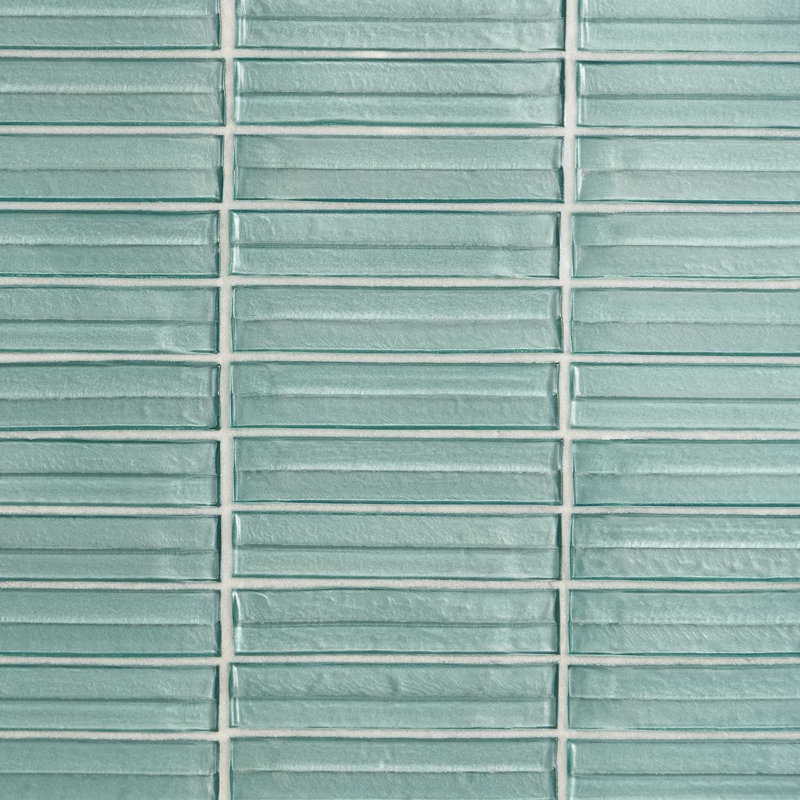 Maya Stacked 12x12 Polished Glass Mosaic Tile, Stacked Ocean