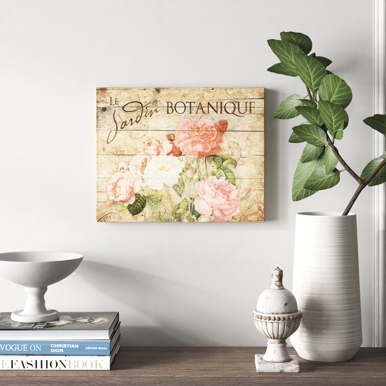 'Vintage Roses' - Wrapped Canvas Graphic Art Print
