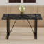 Table de salle à manger industrielle rectangulaire en bois aggloméré noir pour 4 à 6 personnes avec plateau en bois aggloméré de 1,5 po d'épaisseur et pieds en métal noir pour le bureau, la cuisine, la terrasse et la salle à manger.