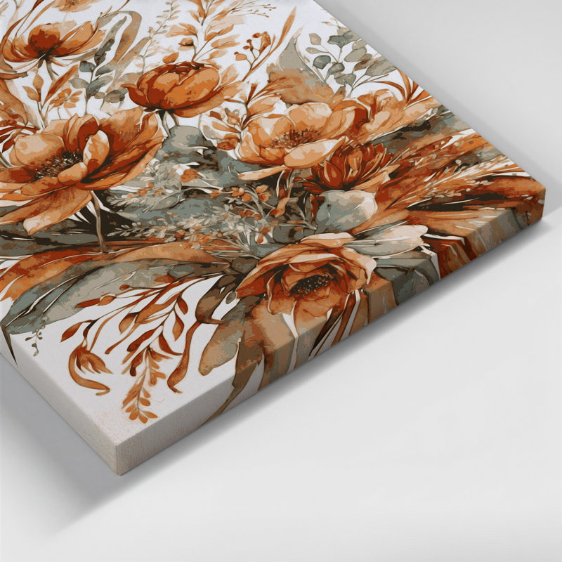 Aquarelle, art floral sur toile 43 gris, H 20 po x l 30 po