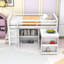 Lit mezzanine simple en bois avec bureau coulissant, armoire de rangement sous le lit, tablette latérale et tiroirs-93168232