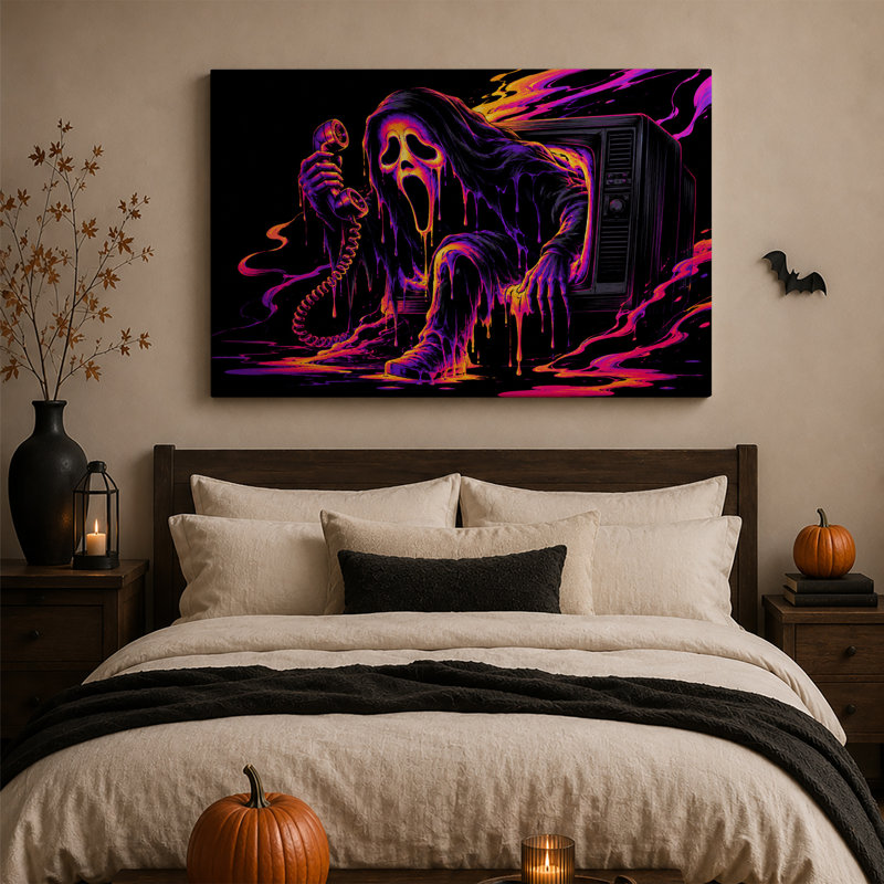 Impression sur toile mauve et orange, H 36 po x l 48 po