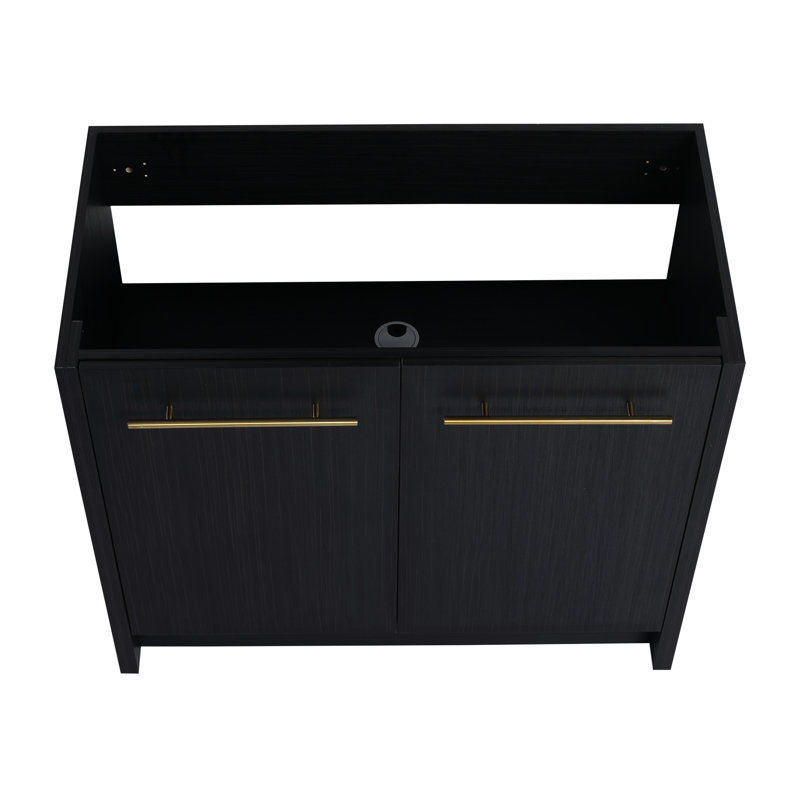 Meuble-lavabo 36 po - Châtaignier noir autoportant, porte à fermeture douce et spacieuse