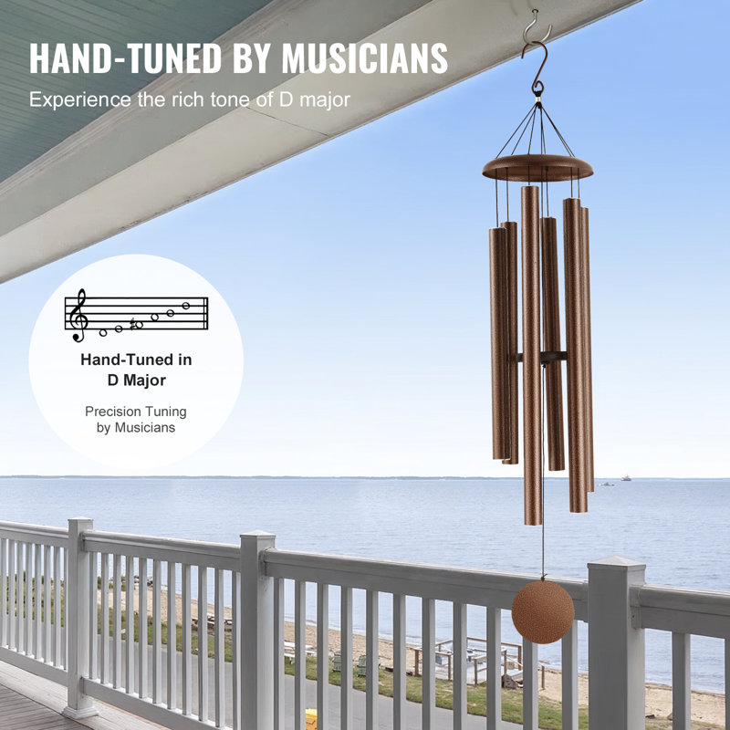 Metal Wind Chime, Gold, 23.9cm H x 127cm W x 23.9cm D