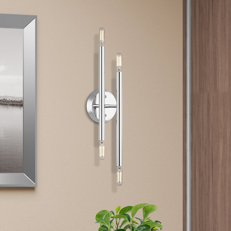 Poco Steel Armed Sconce, Polished Chrome