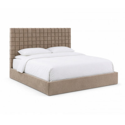 Rousey - Lit moderne en tissu taupe