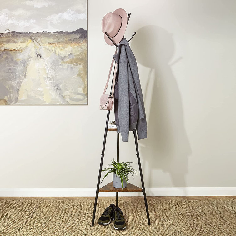 VonHaus Coat Rack Stand, Freestanding Coat Hanger w/Black Iron