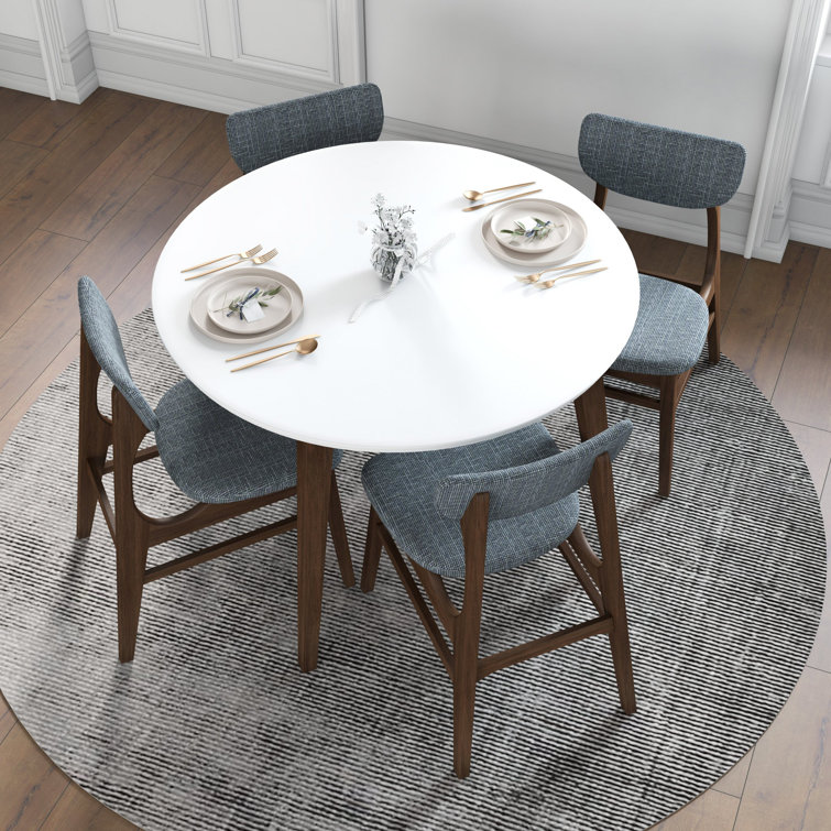 Alfred Round Dining Room Set w/ Light Gray Chairs by Furniture of