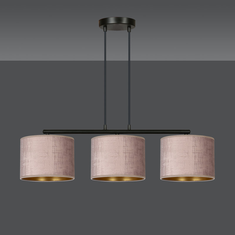 Eamie 3 - Light Steel Kitchen Island Pendant, Pink