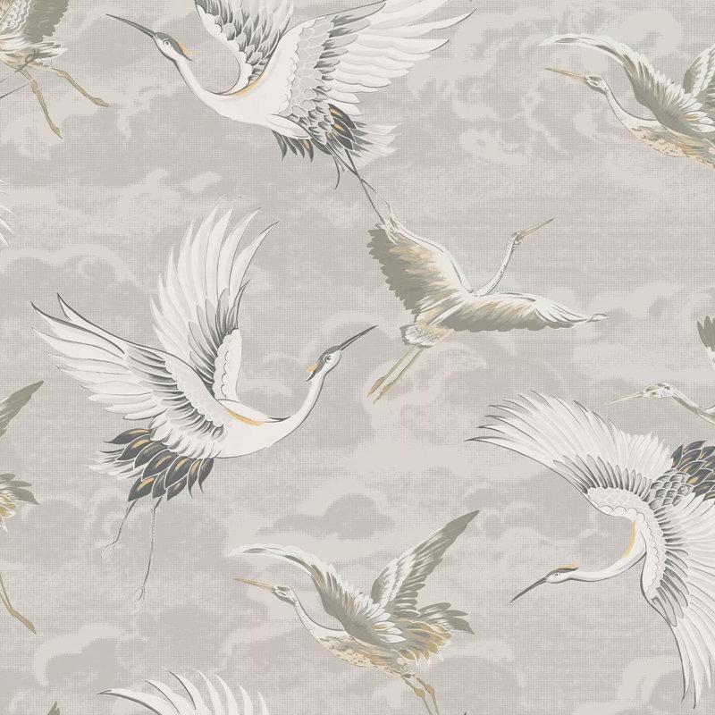 Sublime Kranes Floral Wallpaper, Beige