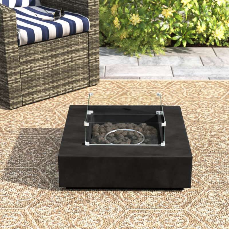 Foyer de table en béton / verre au propane / gaz naturel Abigale, Anthracite