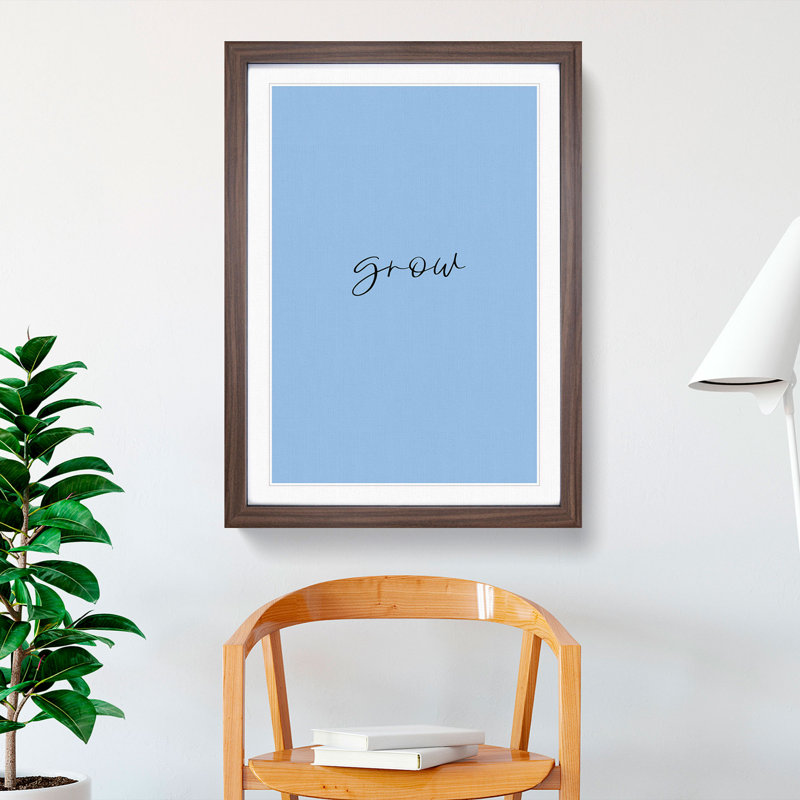 Grow - Picture Frame Typography, 90cm H x 65cm W x 2cm D, Walnut Framed