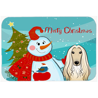 Caroline's Treasures Snowman Buddies with Afghan Hound Glass Cutting Board