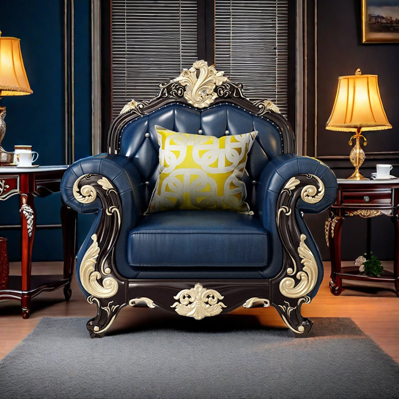 Fauteuil en cuir véritable capitonné European Luxury Luxury