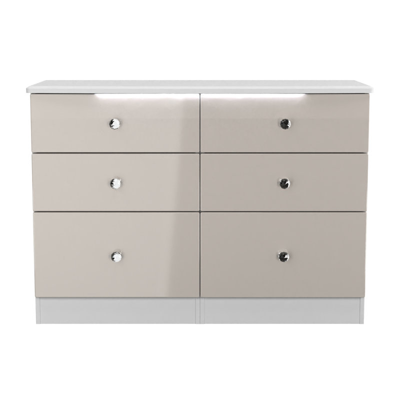 Fully Assembled Bonaccord 6 Drawer Chest, Kaschmir Gloss