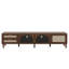 Rattan Tv Stand, Brown Boho Tv Stand With Led Lights & 2 Drawers, Arched Doors & Cabinets Storage