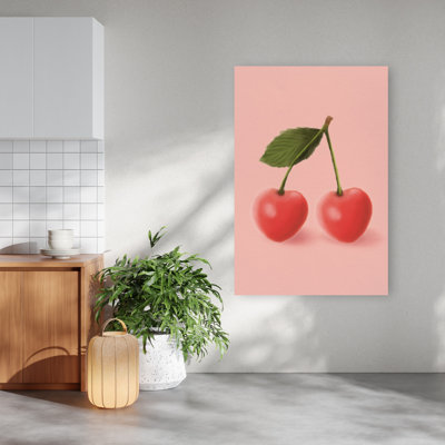 «Sweet Cherry Duo», impression d'art contemporain abstrait sur fond de cerise