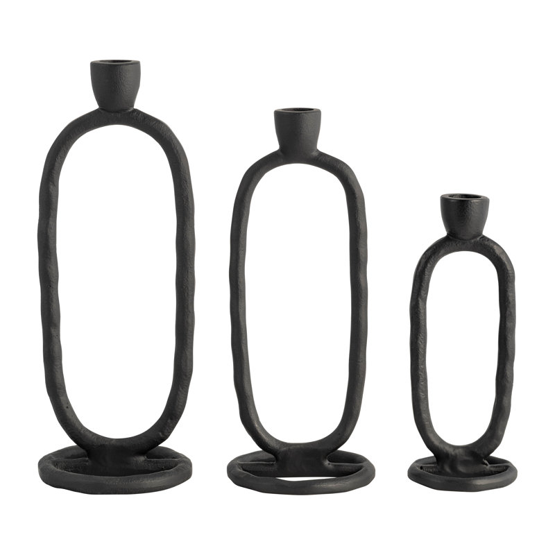 Oval Ring Taper Candle Holder, Black, 7" H x 3" W x 3" D