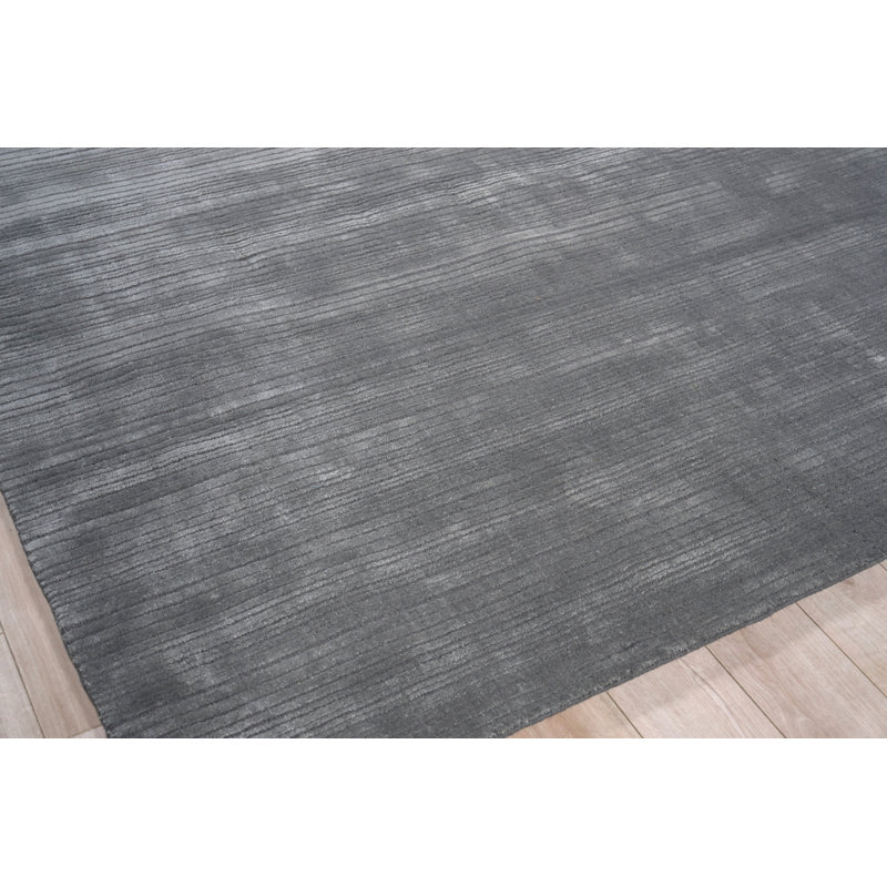 Cavallo Modern handloomed Nylon/Wool Dark Gray Area Rug, Rectangle 6' x 9', Dark Gray