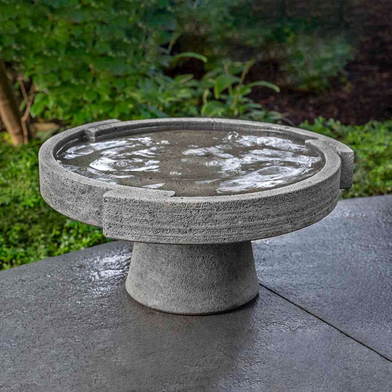 Verde High-Density Concrete Birdbath with Unique Patina Finish