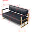 Canapé en cuir reconstitué de 57,9 po de largeur avec revêtement en faux cuir reconstitué pour le salon Sièges décoratifs pour petits espaces Canapé 2 places Mobilier de studio avec accoudoirs en métal doré-1172290291