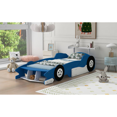 Lit de voiture de course simple moderne, structure en bois durable, ajout de chambre à coucher amusante pour enfants