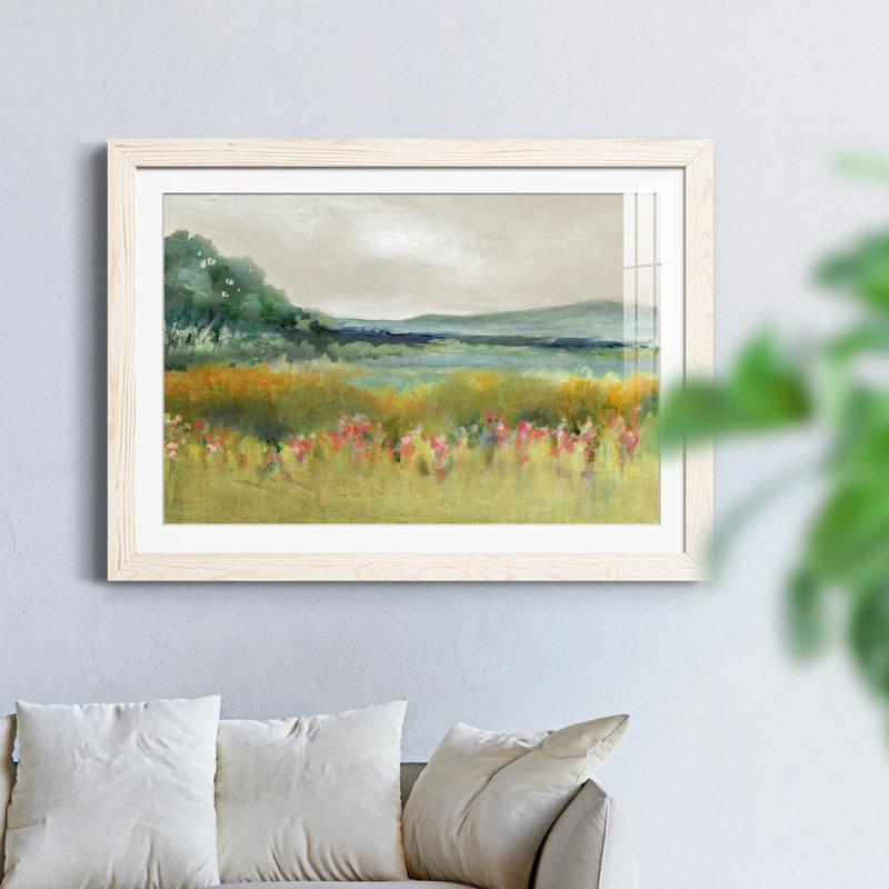 Printemps calme - peinture encadrée, H 37,5 po x l 27,5 po x P 1,5 po, Cadre blanc